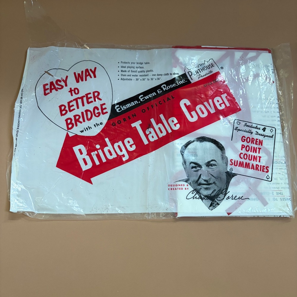 Vintage Charles Goren Official Bridge Table Cover Penthouse Products Adjustable